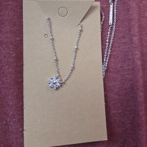 Kendra Scott Silver Necklace with Crystal Pendant